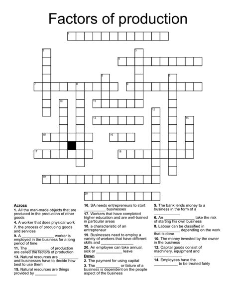 catering production crossword